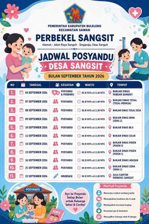 Jadwal Posyandu & Imunisasi Desa Sangsit Bulan September 2026